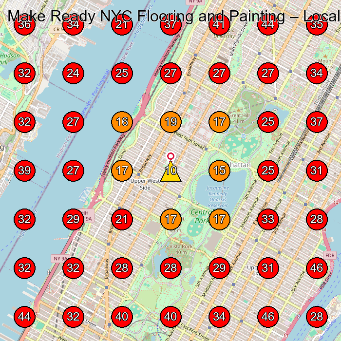Make Ready NYC Flooring and Painting GeoGrid visibility map for House Cleaning Service in New York